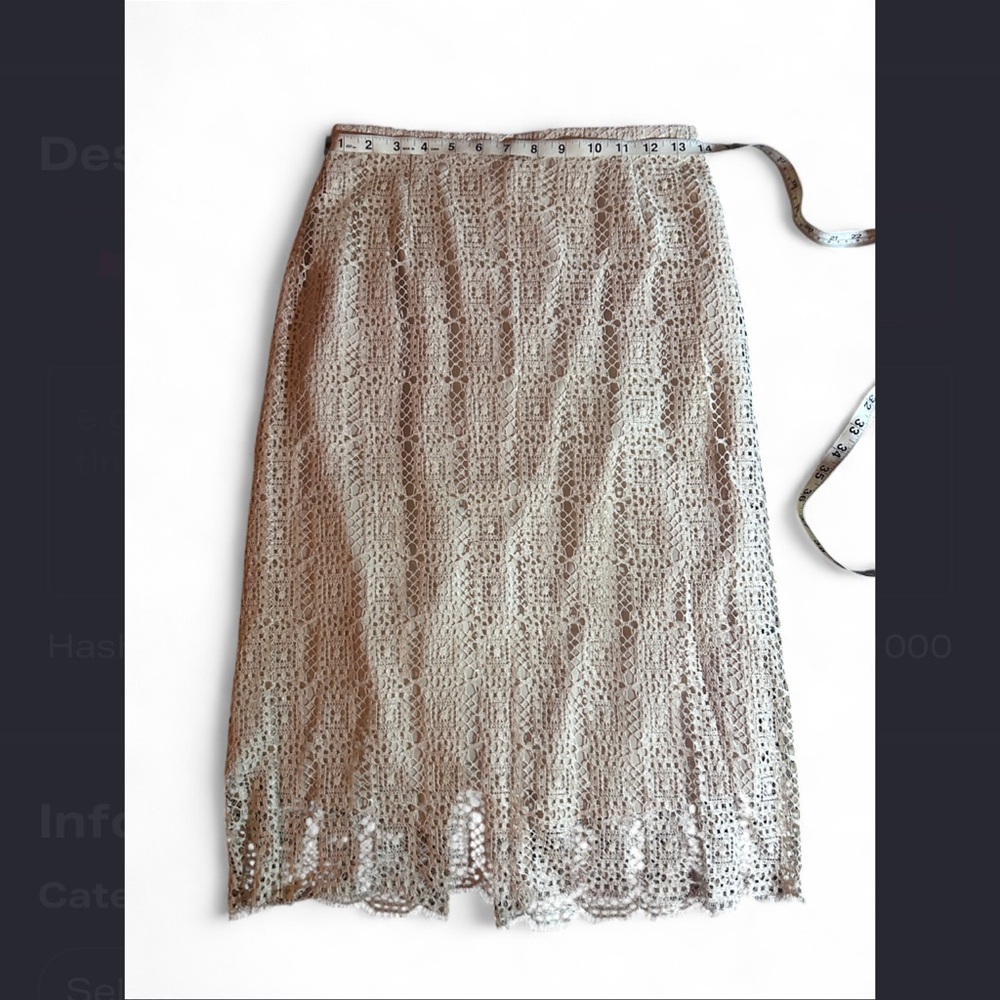 J. Crew Beige Lace Midi Skirt